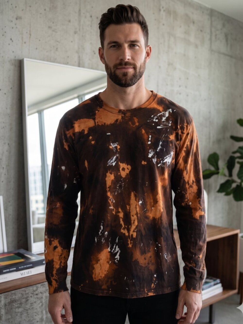 Champion C9 Tie Dye Acid Wash Grunge Cotton Training Long Sleeve Tee
